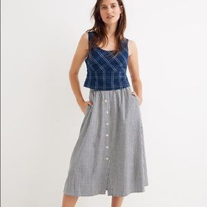 Madewell Palisades Midi Skirt in chambray stripe